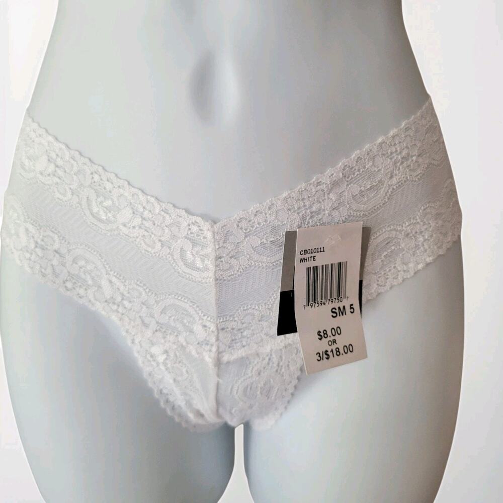 NWT Y2k Biatta White Stretchy Lace Sheer Bikini Thong Low Rise Panty SM